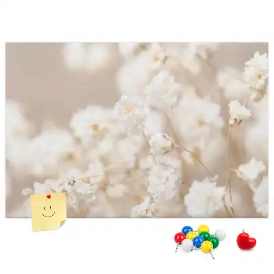 Tableau d’affichage en liège motif petites fleurs blanches