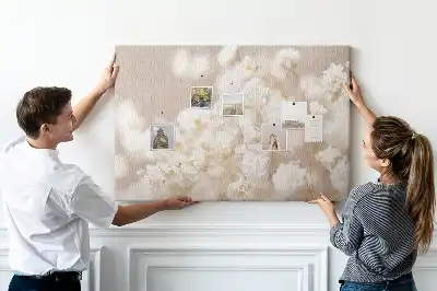 Tableau d’affichage en liège Petites fleurs blanches