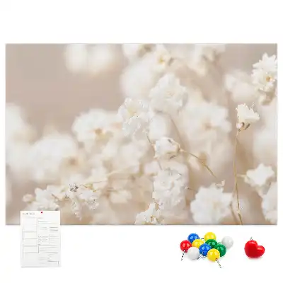 Tableau d’affichage en liège Petites fleurs blanches