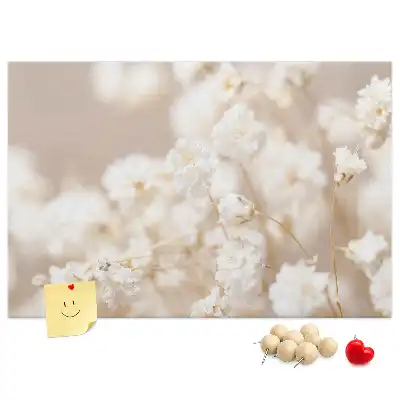 Tableau d’affichage en liège Petites fleurs blanches
