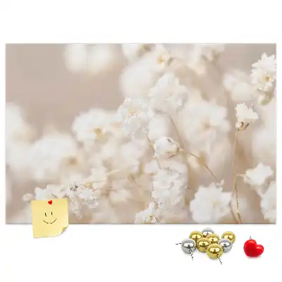 Tableau d’affichage en liège Petites fleurs blanches