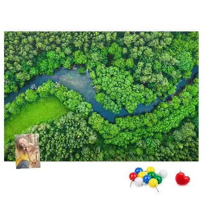 Tableau en liège déco Rivière dans la forêt