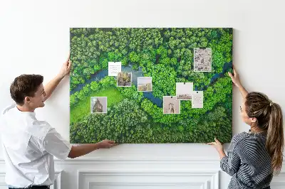Tableau en liège déco Rivière dans la forêt