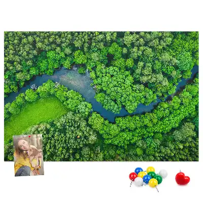 Tableau en liège déco Rivière dans la forêt