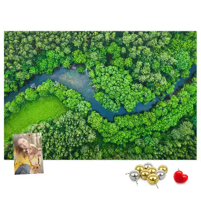 Tableau en liège déco Rivière dans la forêt