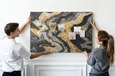 Tableau d’affichage en liège Structure rocheuse dorée
