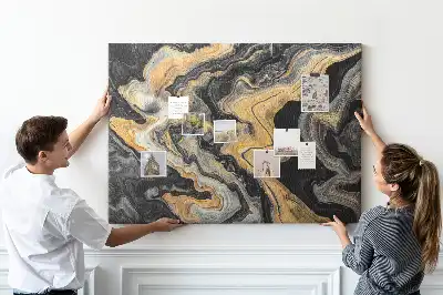Tableau d’affichage en liège Structure rocheuse dorée