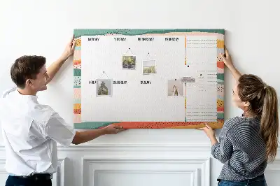 Tableau d’affichage en liège Planificateur de la semaine rétro