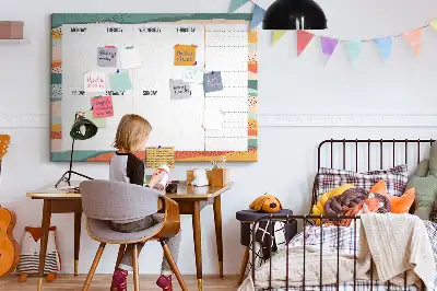 Tableau d’affichage en liège Planificateur de la semaine rétro