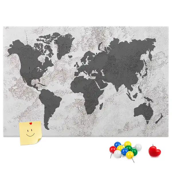 Tableau d’affichage en liège Contour brut des continents