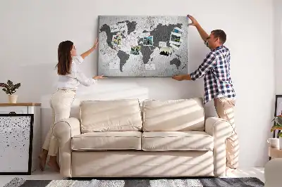 Tableau d’affichage en liège Contour brut des continents