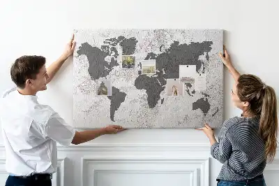 Tableau d’affichage en liège Contour brut des continents