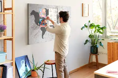 Tableau d’affichage en liège Contour brut des continents