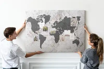 Tableau d’affichage en liège Contour brut des continents