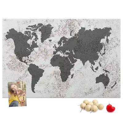 Tableau d’affichage en liège Contour brut des continents