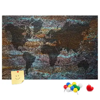 Tableau en liège décoratif Carte du monde couleur rouille