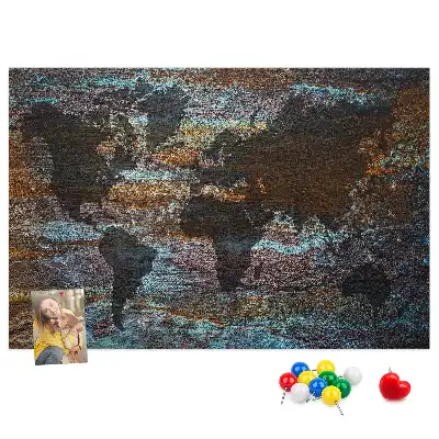 Tableau en liège déco Carte du monde rouille