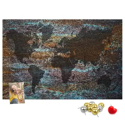 Tableau en liège déco Carte du monde rouille