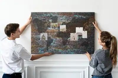 Tableau en liège déco Carte du monde rouille