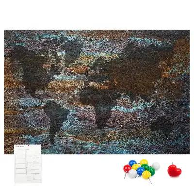 Tableau en liège déco Carte du monde rouille