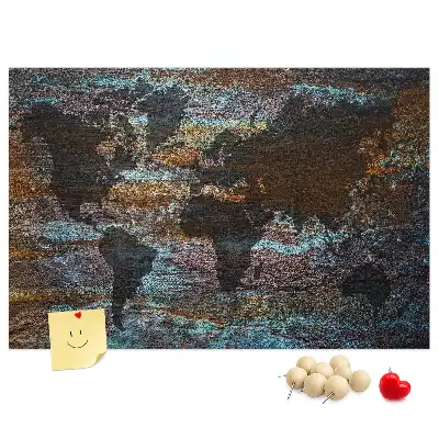 Tableau en liège déco Carte du monde rouille