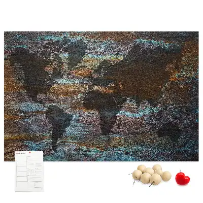 Tableau en liège déco Carte du monde rouille