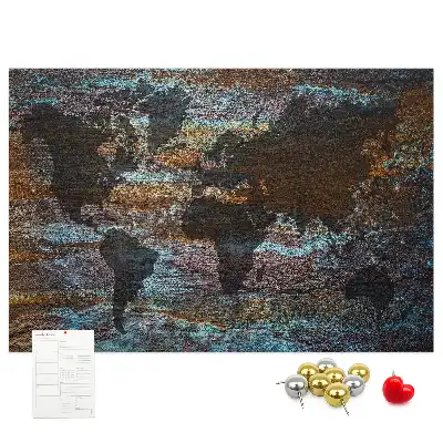 Tableau en liège déco Carte du monde rouille