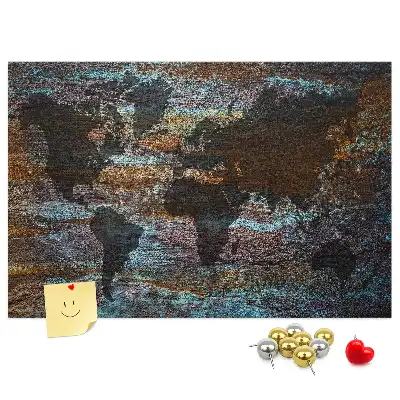 Tableau en liège déco Carte du monde rouille
