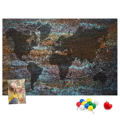 Tableau en liège déco Carte du monde rouille