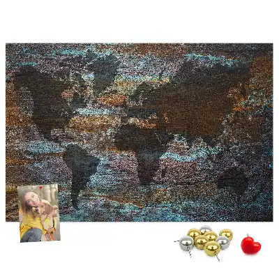 Tableau en liège déco Carte du monde rouille