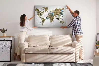 Tableau d’affichage en liège Carte continentale du monde