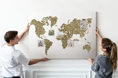 Tableau d’affichage en liège Carte continentale du monde