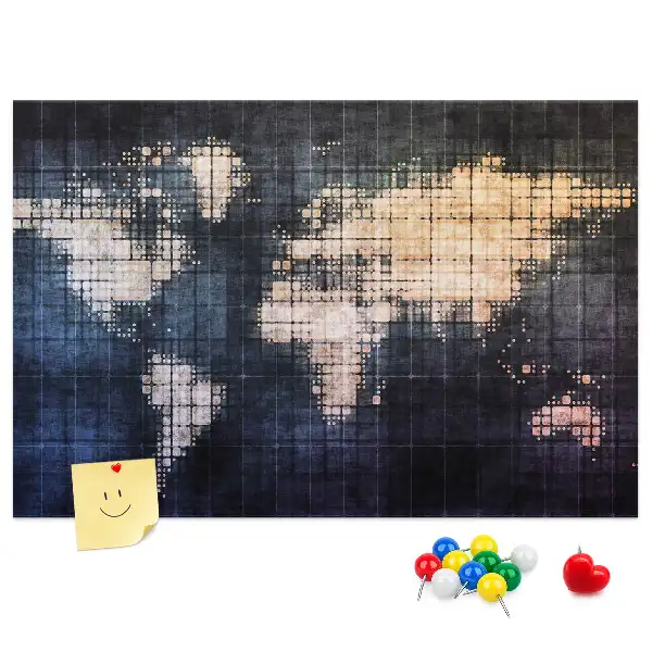 Tableau en liège déco Contour géométrique du monde