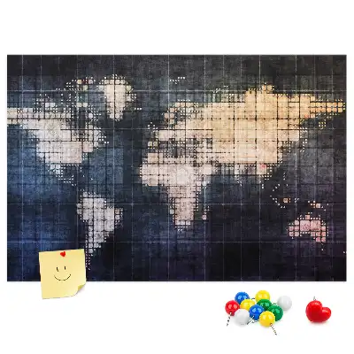 Tableau en liège décoratif avec contour du monde géométrique