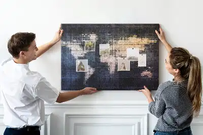 Tableau en liège déco Contour géométrique du monde