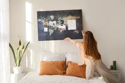 Tableau en liège déco Contour géométrique du monde