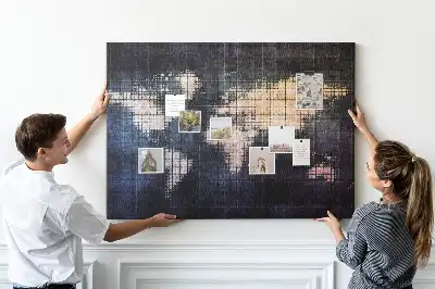 Tableau en liège déco Contour géométrique du monde