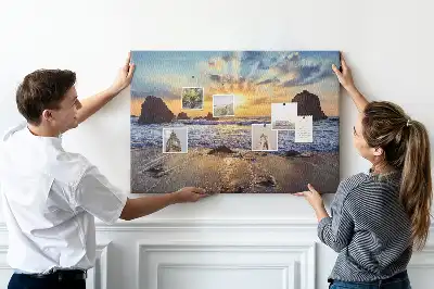 Tableau d’affichage en liège Soleil descendant dans la mer