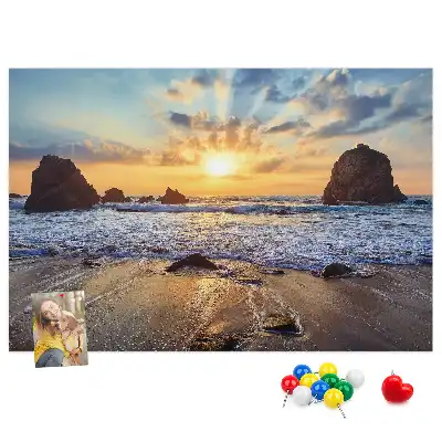Tableau d’affichage en liège Soleil descendant dans la mer