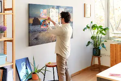 Tableau d’affichage en liège Soleil descendant dans la mer