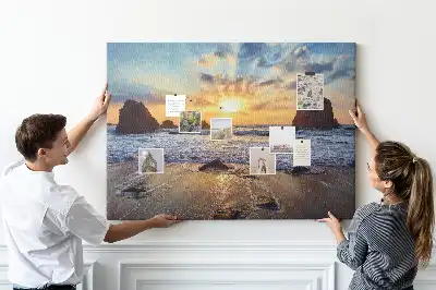 Tableau d’affichage en liège Soleil descendant dans la mer