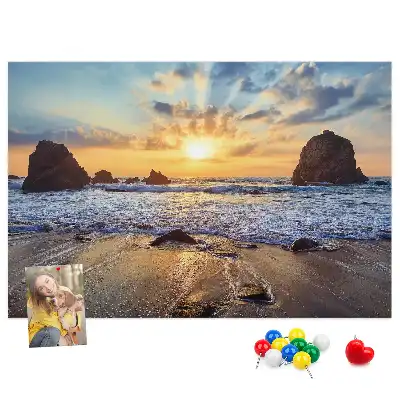 Tableau d’affichage en liège Soleil descendant dans la mer