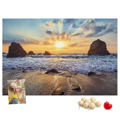 Tableau d’affichage en liège Soleil descendant dans la mer