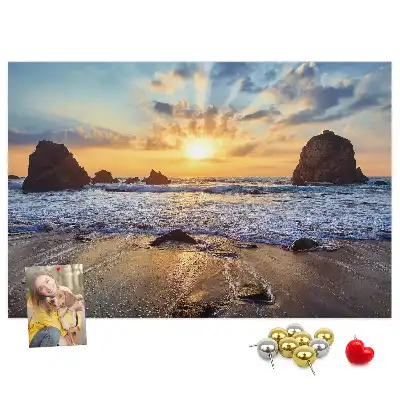 Tableau d’affichage en liège Soleil descendant dans la mer
