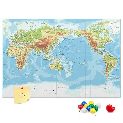 Tableau en liège décoratif carte physique du monde