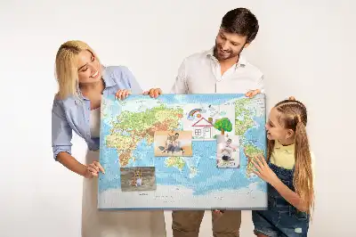 Tableau en liège déco Carte physique du monde