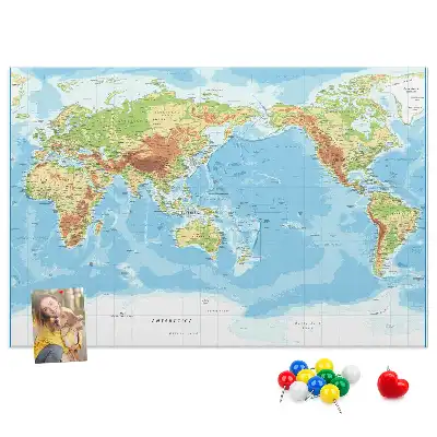 Tableau en liège déco Carte physique du monde