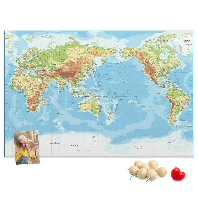 Tableau en liège déco Carte physique du monde