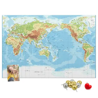 Tableau en liège déco Carte physique du monde