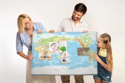 Tableau en liège déco Carte physique du monde